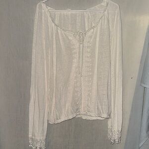 White Boho Long Sleeve Top